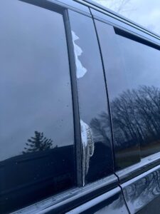 Truck door pillar with PPF peeling